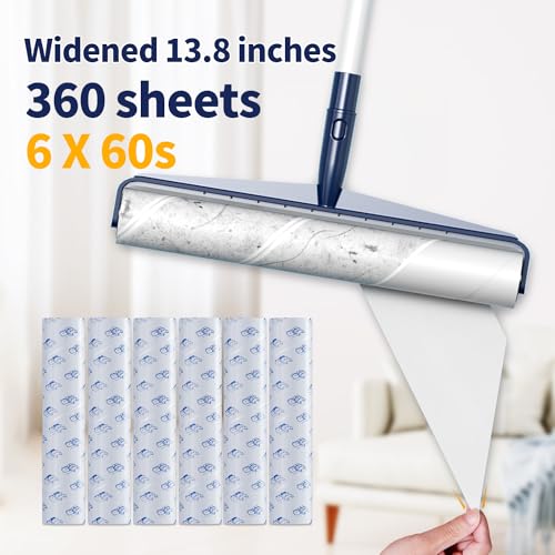 13.8in Large Big XL Jumbo Lint Roller for Floor with Long Handle, Mega Sticky Rollers Pet Hair Remover for Carpet, Bed,Couch，Furniture, Walls, Bathroom & Hair Collector Cleaner with Dog Cat Fur - view 2