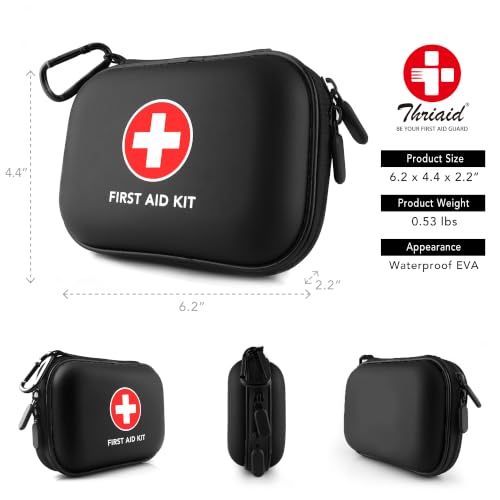 Mini First Aid Kit, 100 Pieces Water-Resistant Hard Shell Small Case - Perfect for Travel, Outdoor, Home, Office, Camping, Hiking, Car (Black) - view 2