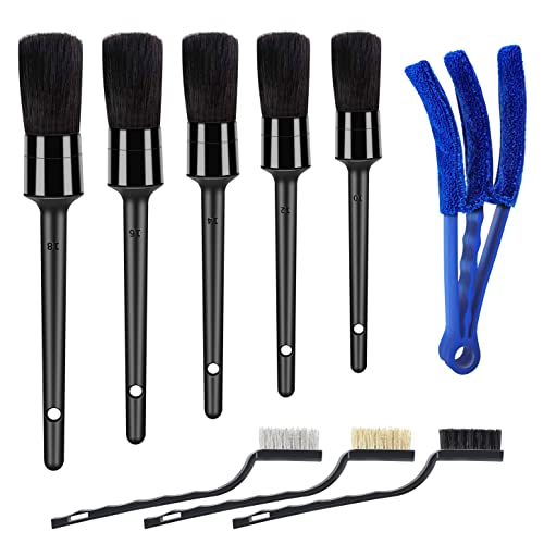 9pcs Auto Car Detailing Brush Set Car Interior Cleaning Kit