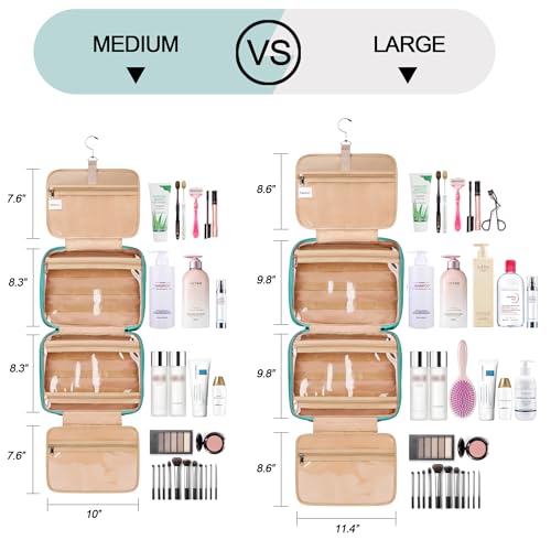 Travel Hanging Toiletry Bag for Women, Cruise Ship Essentials, with Jewelry Organizer, Extra Large Makeup Dopp Kit, Waterproof Cosmetic Bags, Toiletries Kit Set with Trolley Belt, Blue - view 3
