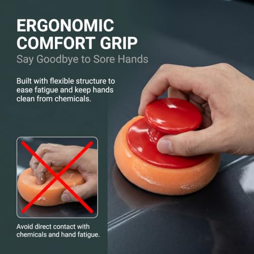 5 PCS Polishing Tool Buffing Sponge Pads, Car Wax Applicator Pads with Handle Microfiber, Hand Foam Microfiber Pad Kit, Detailing Buffing Pad for Car Polishing Waxing Buffing Glaze - view 4