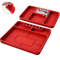 Premium Silicone Tool Tray, Automotive Non-Slip Flexible Silicone Tool Trays, Tool Organizer | 2 Piece Multi Purpose Mats with Magnetic Small parts Tray