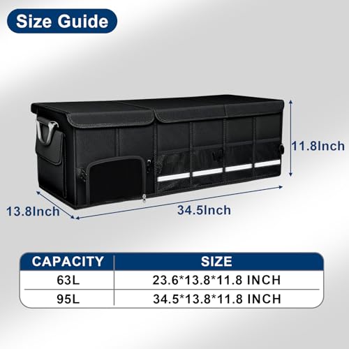 Car trunk organizer, Collapsible Multi-Compartments Car trunk Organizer with Shoes Storage Space, Reflective Strip, Perfect for Car & SUV (34.5 * 13.8 * 11.8 INCH) - view 5
