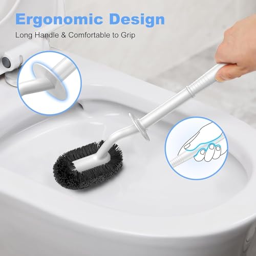 Toilet Bowl Brush Holder Set: Curved Design with Holder for Deep Cleaning Under Rim - Compact Hidden Scrubber for Small Space - Modern RV Bathroom Accessories - White 1 Pack - view 5