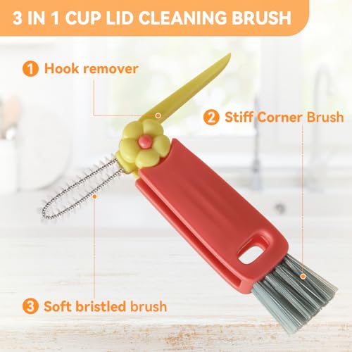 3 in 1 Cup Lid Gap Cleaning Brush Set, Multifunctional Bottle Cleaning Brush, Cup Lid Gap Cleaner, Home Kitchen Crevice Brush Tools(Multicolor) - view 3