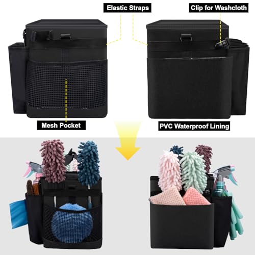 Wearable Large Cleaning Caddy Bag for Housekeepers (Black) - view 5