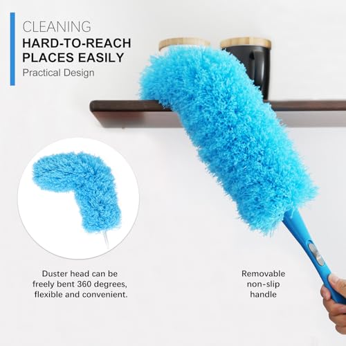 Rainbow Static Duster 24inch Reusable Microfiber Electrostatic Dusters with 2 Beandable and Washable Duster Head for Cleaning Home, Office, Car - view 3
