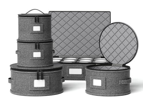 China Storage Containers Hard Shell Box for Moving Dishes, Plate, Wine and Glasses, Dinnerware, Mugs, Saucers Quilted Organizer Dividers for Packing Fine China Storage Containers 5Piece Grey