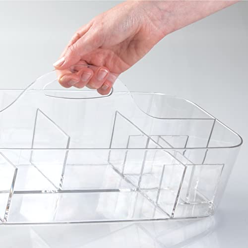 Plastic Divided Art and Craft Storage Organizer Caddy Tote Bin with Handle for Home Office and Living Room - Holds Pencils, Crayons, Sewing Supplies - Lumiere Collection, 2 Pack, Clear - view 3