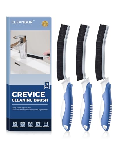 Crevice Cleaning Brushes, Scrub Brush for Hard to Reach Small Space, Home Essentials, Cleaning Supplies, Cleaning Tools for Household Use, Bathroom, Shower, Kitchen, Toilet, Window (3, Blue)