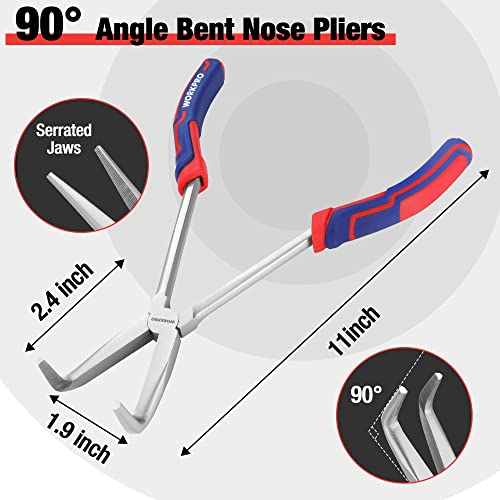3PC Long Reach Plier Set, 11" Straight, 90° & 45° Bent Nose Pliers - view 4