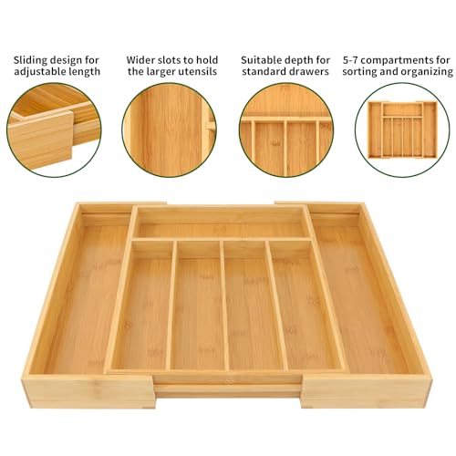 Bamboo Drawer Organizer, Medium, Natural - view 4