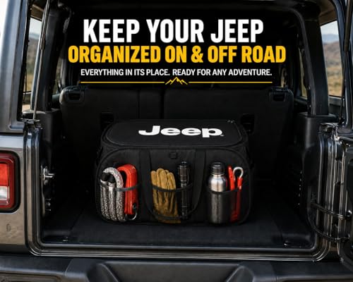 USA Officially Licensed Jeep Pop-Up Cargo Organizer - Expandable Collapsible Storage Caddy for Wrangler, Gladiator & SUVs, Black with Embroidered Logo - view 2