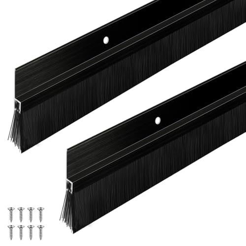 2 Set Door Sweep Brush Aluminum, 1 x 36 Inch, Black