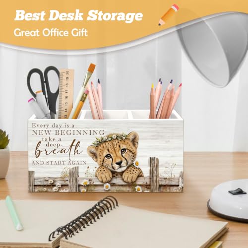 Motivational Leopard Pen Holder Organizer for Desk Accessories - view 2