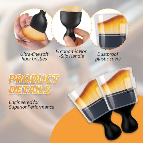 2PCS Car Interior Dust Brush,Soft Microfiber Bristles, Car Detailing Brush Cleaning Brush, Dust Brush Car Interior Cleaning Tool for Car Vents, Dashboards, and Home Use - view 2