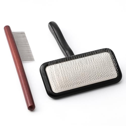 Carpet Rake Sheepskin Wool Brush and Cleaner Comb, Black, 2PCS(Big+Small)