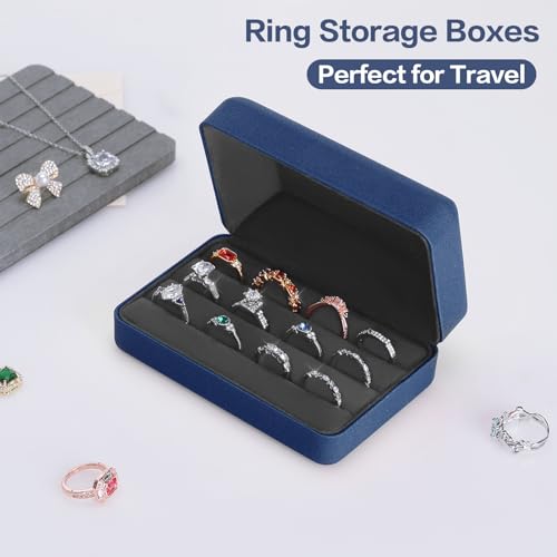 Velet Jewelry Ring Storage Box for Multiple Rings (Blue) - view 2
