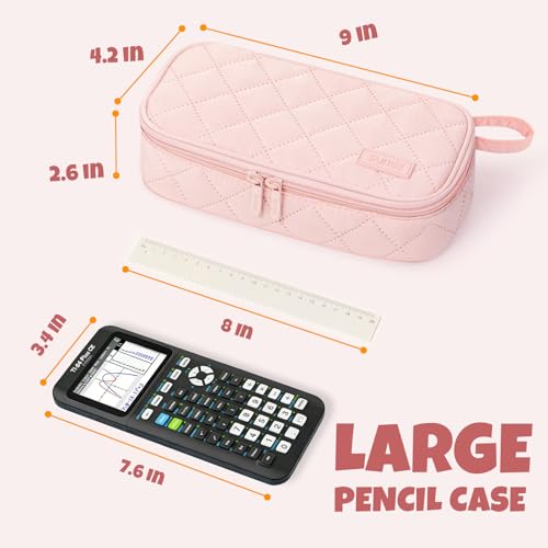 Cute Pencil Case, Large Capacity Pencil Pouch Aesthetic Zipper Pencil Bag, Big Storage Pen Organizer for Stationery, Soft Quilted Pencil Box Back to School Supplies for Teen Girls Boys,Soft Pink - view 5