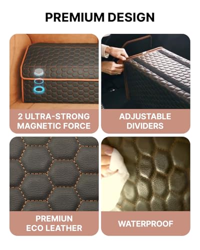 Trunk Organizer for Car, Lid, PU Leather, 17.7in 40L, 1pc, Hexy - view 3