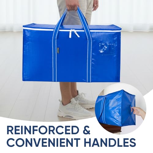 6-Pack Oversized Moving Bags with Reinforced Handles, Heavy-Duty Storage Tote for Clothes, Moving Supplies (Royal Blue, 6-Pack) - view 5