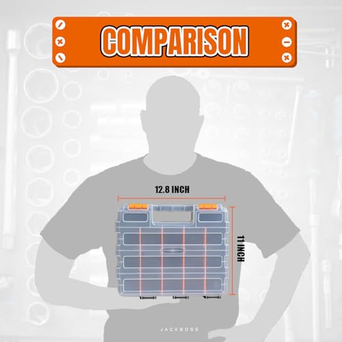 Tool Box with Transparent Lid, Double Side 34-Compartments Organizer Box with Removable Dividers for Hardware, Screws, Bolts, Nails, Beads, Jewelry and Fishing Accessories, Orange, 4 Pack - view 5
