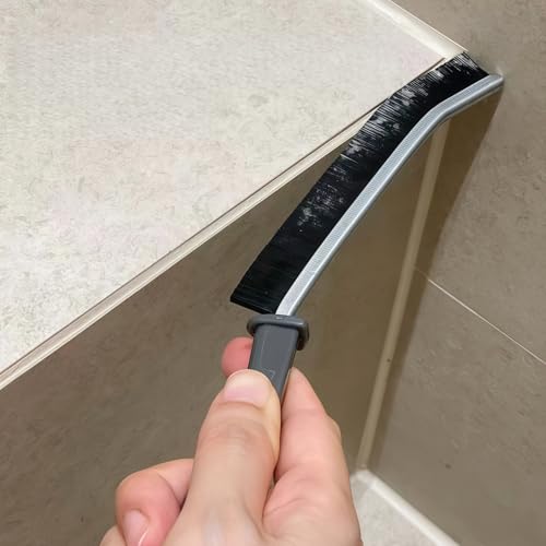 Groove Cleaning Brush with Long Handle Hard Bristle Crevice Brush for Window and Door Grooves Thin Detailing Tool, Black