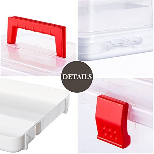 10 Inch Clear First Aid Bin with Tray & Quick Access Lid, Red - view 4