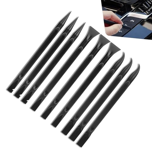 9PCS Car Carbon Fiber Plastic Crevice Tool, Non Scratch Car Scraper