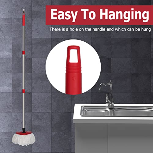 Spin Mop Replacement Handle - 4-Section 30" to 58" Mop Handle Replacement Stick Compatible with O-Ceda Spin Mop, EasyWring Mop Handle for Floor Cleaning(Mop Head&Base not Include) (Red) - view 5