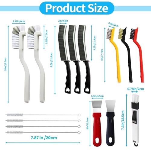 15Pcs Crevice Cleaning Brush Set, Multifunction Hard Bristle Scrub Brushes - view 3
