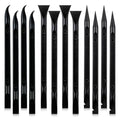 12Pcs Plastic Scraper Tool, Crevice Cleaning Tool, Non-Scratch Car Detailing Supplies for Cleaning, Versatile Label/Sticker Remover & Peeler Tool for Tight Spaces (Black-12Pcs)