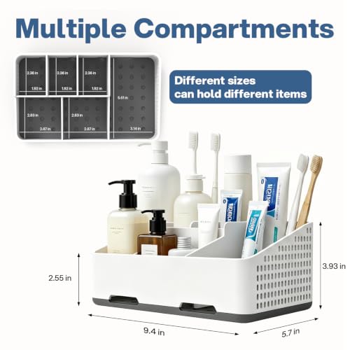 Bathroom Countertop Organizer -6 Slots Drain Tray Toothbrush Holders - view 2