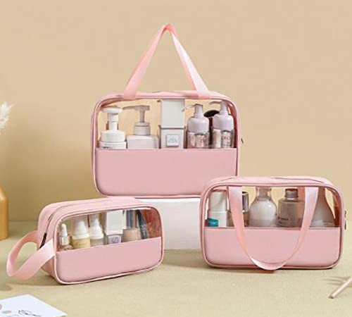 Hanging Travel Toiletry Bag for women, Waterproof Cosmetic Bag Portable Travel Makeup Pouch Multifunction Handle Travel Toiletry Bag Organizer for Women, Cosmetic Bags for Women Travel Set(3Pcs Pink) - view 7