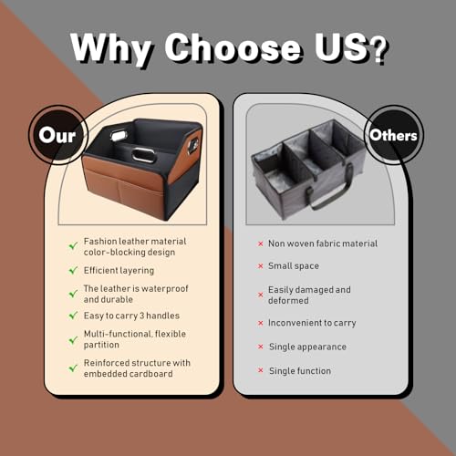 Leather Car Storage Organizer for back front Passenger Seat Brown - view 5