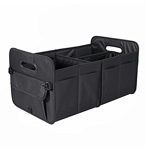Car Trunk Organizer Car Storage Organizer Collapsible Multi Compartment Car Organizer Adjustable Straps Car Organizer for SUV(Black)