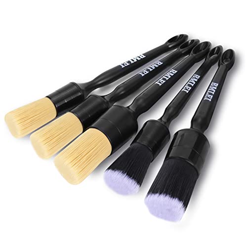 5pcs Car Detailing Brushes Set, Boars Hair Auto Car Detail Brush Kit