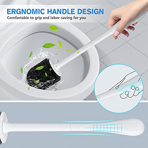 Toilet Brush and Holder 2 Pack, Toilet Brush with Ventilated Holder, Toilet Bowl Brush with Long and Large Handle for Bathroom-Toilet-Cleaning-Bristles-Comfortable - view 4