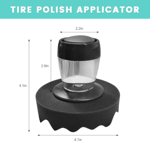 Tire Shine Applicator, Streak-Free Car Tire Dressing Applicator Detailing Tool with Ergonomic Handle, Reusable Flow Foam Pad Applying Tool for Tyre Shine & Wheel Care - view 2