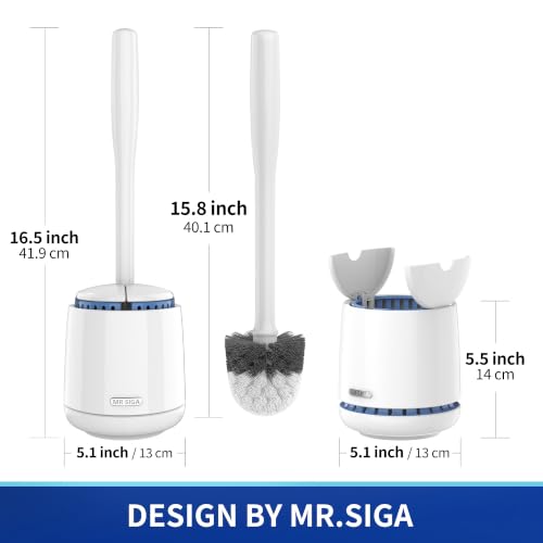 Toilet Bowl Brush and Holder, Sturdy Long Handle, White, 1 Pack - view 2