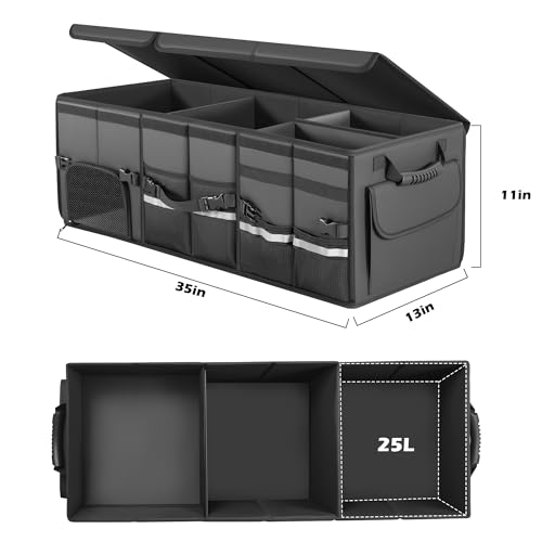 Trunk Organizer Car Organizer Leather Storage Box 3-grid Foldable - view 5
