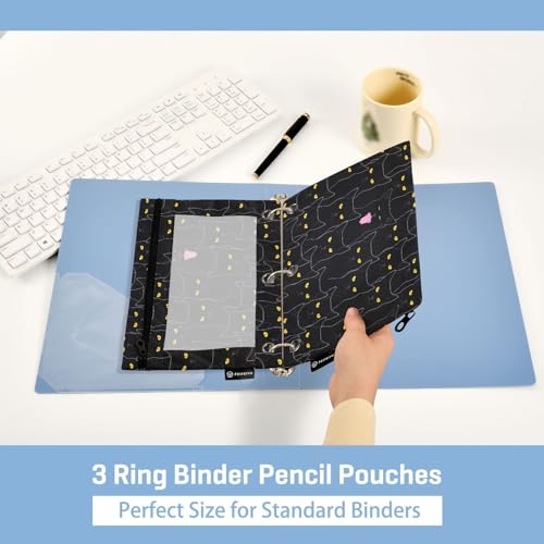 Black Cat Print Print Pencil Pouch for 3 Ring Binder Pencil Bags with Clear Window Pencil Case for Organization Office Supplies 2 Pack - view 5