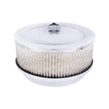 S1106 Chrome 6 ⅜ inch Air Cleaner Assembly, Low Profile, Die-Cast Chrome Plated Wing Nut, Filter Included – One Air Cleaner Assembly