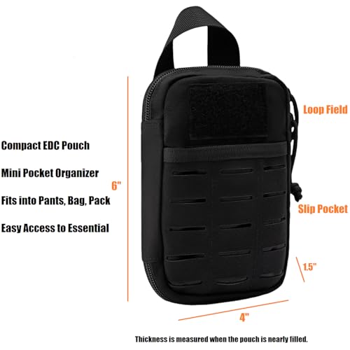 Mini Pocket Organizer for Men EDC Gear Storage Pouch Belt/MOLLE-Compatible 6" x 4" x 1.5" Micro Nylon Bag for Multitools Flashlight Knife Pen Field Notebook Tactical Survival Outdoor Gadget - view 2