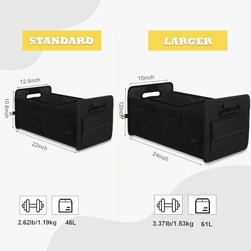 Car Trunk Organizer, Car Organizers and Storage Collapsible Multi Compartment Container Box, Adjustable Car Accessories for SUV Sedan Truck, Standard Size, Black - view 5