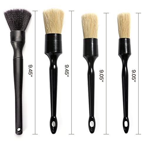 Car Detailing Brush Soft Boars Hair, 4PCS Auto Detail Dust Brushes, Perfect for Washing Dusting Automotive Interior Upholstery Interior Emblems, Air Vent, Vehicle Seat, Cleaning Exterior Grille Wheel - view 5