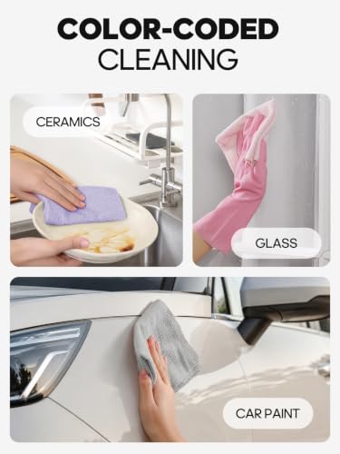 Microfiber Cleaning Cloth Roll -75 Pack, 12" x 12" (Pink) - view 5