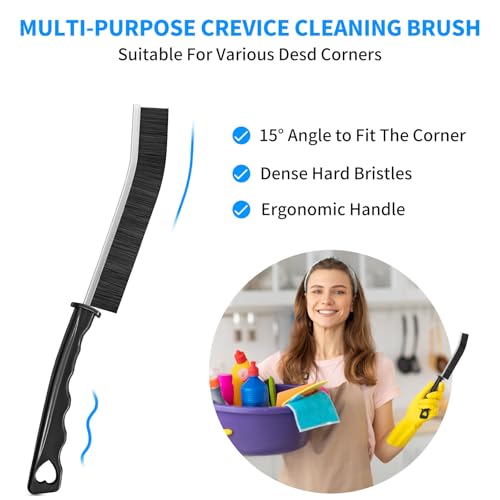 Multi-Purpose Hard Bristle Crevice Cleaning Brush, 4 Pcs, Black - view 2