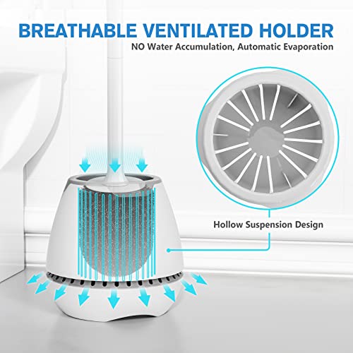 Toilet Brush and Holder, Toilet Bowl Brush with Ventilated Holder and Ergonomic Long Handle, Durable Bristles Toilet Scrubber Set for Bathroom Cleaning - view 2