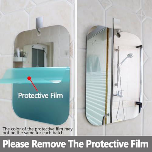 Thicken Shower Mirror Fogless for Shaving,(Large,1 Pcs 11x8 in) Anti Fog Shaving Mirror No Fog Free Holder NO-Drilling Waterproof, Small Wall Mounted Bathroom Accessories Camping Hanging Men - view 2